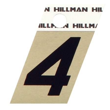 Hillman HILLMAN 1.5 in. Reflective Black Aluminum Self-Adhesive Number 4 1 pc, PK6 840482